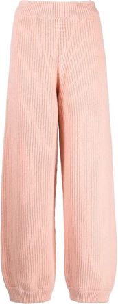 BASERANGE ribbed knitted trousers - women - Recycled Polyamide/other fibers/Recycled Wool - M - Pink
