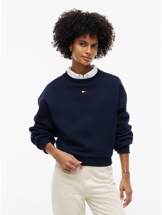 Tommy Hilfiger Womens Boxy Fit Brushed-Back Sweatshirt - Navy Blue - XXL