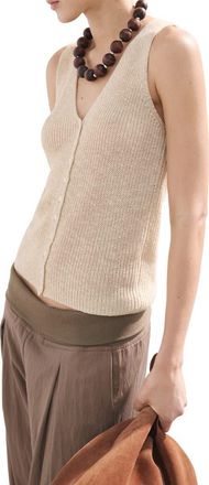Mango V-Neck Sweater Vest in Sand at Nordstrom, Size Medium