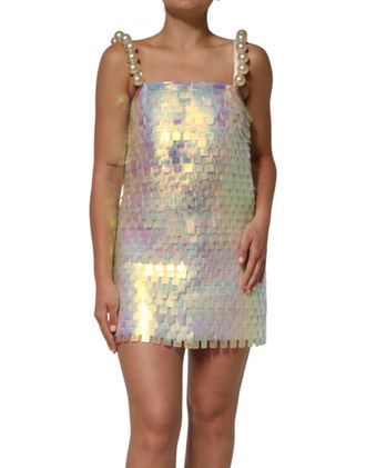 Dolce & Gabbana Womens Iridescent Mini Dress - Turquoise - Size EU 40 (Womens)