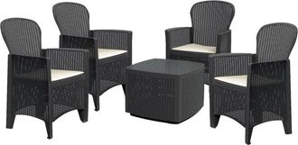 Dmora Set salotto da esterno Anagni, Salottino outdoor o indoor, 4 poltrone con braccioli con un tavolino contenitore, Made in Italy, Antracite - Dmora