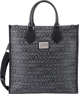 Dolce & Gabbana Logo Coated Canvas Handtas - Heren - Shoppers - Blauw - ONE Size - Leer - Tassen