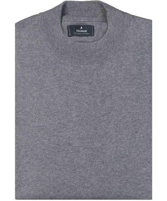 Ragman Rundhalspullover RAGMAN, Herren, Gr. 52, grau (mittelgrau), 95% Baumwolle 5% Kaschmir, hoch geschlossener Ausschnitt, Pullover Rundhalspullover