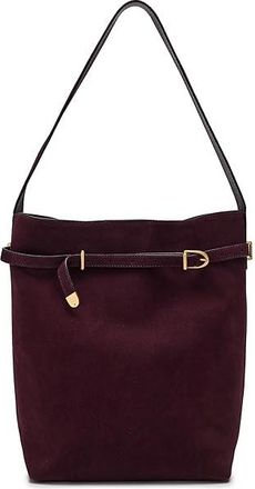Madewell Suede Belted Essentials Bucket Tote Shoulder Womens Handbags Dark Burgundy, Leather