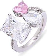 Eye Candy Los Angeles Evana Cubic Zirconia Heart Statement Ring in Silvertone/Cubic Zirconia at Nordstrom Rack