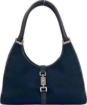 Gucci Black Canvas Leather Handbag Shoulder Bag Tote Bag (Pre-Owned)
