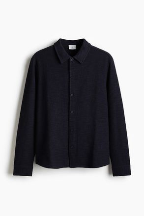 H&M Hemd mit Struktur in Regular Fit - Marineblau