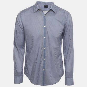 HUGO BOSS Boss By Hugo Boss Blue Stripe Cotton Slim Fit Shirt
