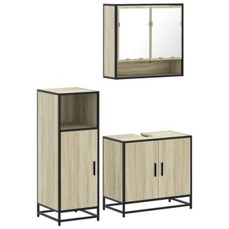 Berkfield Home 3 Piece Bathroom Furniture Set Sonoma Oak Engineered Wood in Light Brown