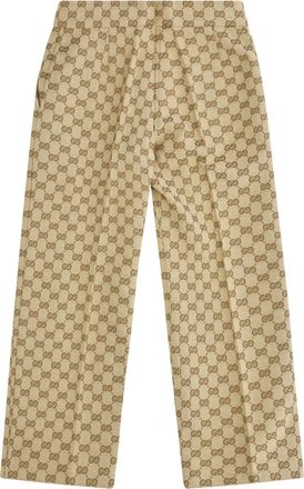 Gucci Girls Gg Canvas Pants For Boy Vintage Sand Cotton; Polyester Trousers