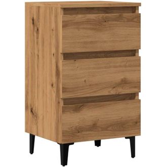 vidaXL Bed Cabinet with Metal Legs Artisan Oak 40x35x69 cm Vidaxl