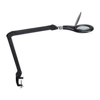 Maul L&aacute;mpara De Lupa Led Lente De Vidrio 127 Mm (5 Pulgadas) Abrazadera De Mesa Negro