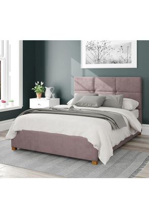 Aspire Home Accents Caine Upholstered Ottoman Storage Bed, Plush Velvet Fabric in Rose | Size: Super King