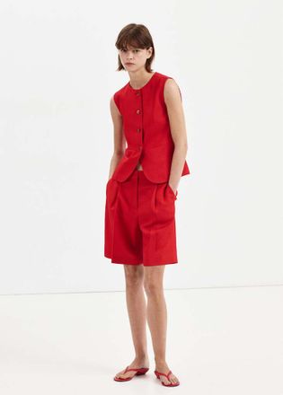 Mango Bermuda dritti vita media rosso - Donna - 36 - MANGO