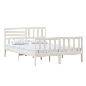 Berkfield Home Beautiful Bed Frame White Solid Wood 140x200 cm