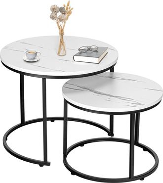 OEM Juego De Dos Mesas De Centro Galen Small De M&aacute;rmol Blanco