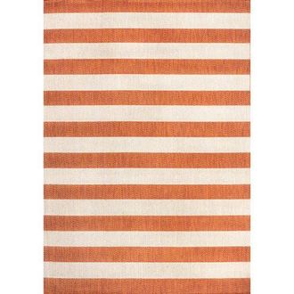 Jonathan Y Designs Negril Two-Tone Wide Stripe Indoor/Outdoor Area Rug in Orange/beige at Nordstrom, Size 3Ft 0In X 5Ft 0In