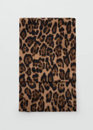 Mango Sciarpa animal print marrone - Donna - Taglia unica - MANGO