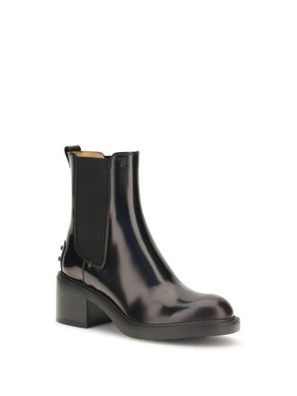 Tod's Womens Leather Boots Nero Calf Bos Taurus