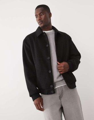 Asos Bomber nero effetto lana