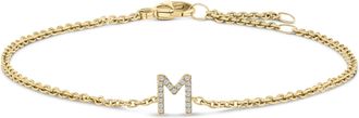 House of Brilliance 10K Gold Diamond Accent A-Z Initial Charm and Link Bracelet