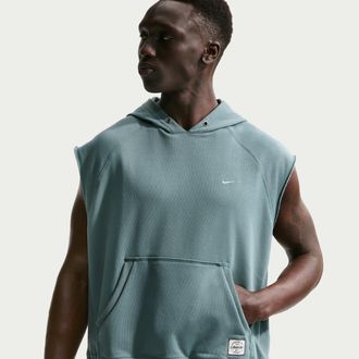 Nike Mens N.A.C. Dri-FIT Fleece Sleeveless Training Hoodie in Grey | IF2795-382