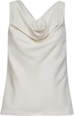 Brunello Cucinelli Fluid Twill Top - Dames - Tops zonder mouwen - Beige - L - Linnen - Tops