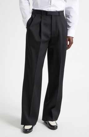 Givenchy Pleated Cotton Pants in Black at Nordstrom, Size 34 Us