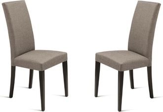 Capodarte Capodarte - Sedia in tessuto Caffelatte con gambe in legno denver 2 sedie