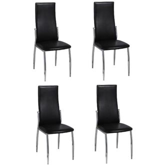 vidaXL Vidaxl - Sillas De Comedor 4 Unidades Cuero Sint&eacute;tico Negro