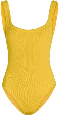 Hunza G Square-neck Crinkle Swimsuit - Yellow - One Size