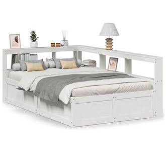 Berkfield Home Bookcase Bed without Mattress White 135x190cm Solid Wood Pine | Size: 135x190 cm