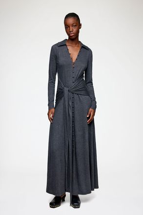 Ganni Mixed Long Dress in Grey Jersey - Size 34 Modal