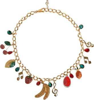 Dolce & Gabbana Gouden Kleur Messing Fruitige Met Kralen Versierde Taille Ketting Ceintuur