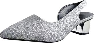 Generic Tie Sandals for Women Heel Women Sandals New Pattern Sequin Pointed Toe Fashion Dinner Shoes Comfortable Thick Heel Square Heel Non Slip Slip On Shoes