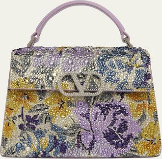 Valentino Garavani VSLING Mini Floral Rhinestone Top-Handle Bag