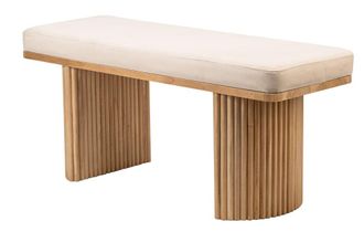 Nordlys Banco en madera y terciopelo beige