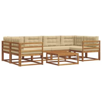 vidaXL Conjunto De Sof&aacute;s De Exterior Con Coj&iacute;n 7 Pcs Natural Y Beige Vidaxl