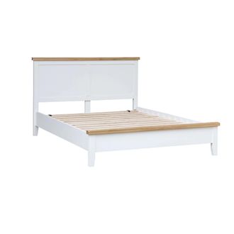 Home Source Industries Easton Double Bed Solid Wood Frame & Slats Washed Oak Tops Bedroom in Brown