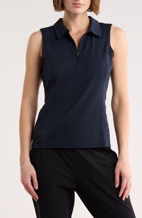 Zella Replay Half Zip Polo Tank in Navy Sapphire at Nordstrom Rack, Size X-Large