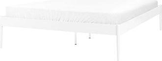 Beliani Modern Minimalist eu Double Size Bed Frame Metal Plywood Slats White Vaurs