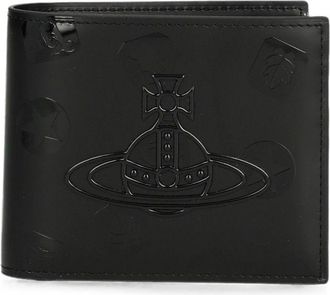 Vivienne Westwood Black Embossed Planetary Motif Leather Wallet