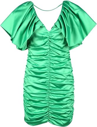 Simona Corsellini Green Mini Dress with Ruched Design