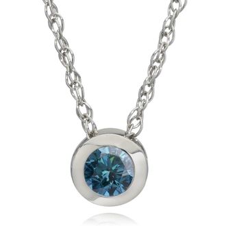 Pompeii3 1/2ct Solitaire Blue Diamond Pendant 14K White Gold