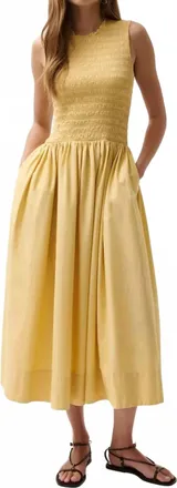 Pistola Denim Gladys Smocked Bodice Dress In Light Tumeric