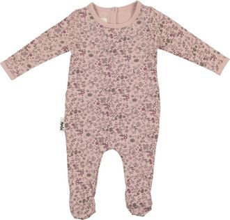 Maniere Elegant Floral Cotton Blend Footie in Mauve at Nordstrom, Size 12M