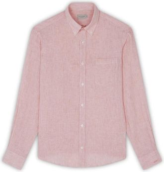 Paul & Shark Seersucker Shirt Riviera Hello Capri - Heren - Casual Overhemden - Roze - 3XL - Linnen - Overhemden