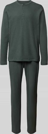 Schiesser Relaxed Fit Pyjama mit Knopfleiste in Lind, Größe 50