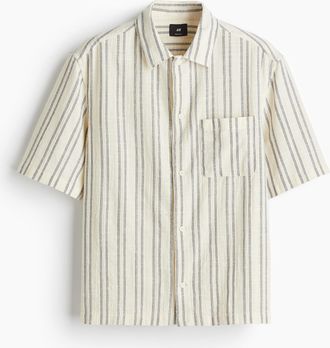 H&M Kurzarmhemd in Regular Fit - White