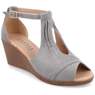 Journee Collection Women & apos;s Kedzie Medium and Wide Width Wedge Sandals